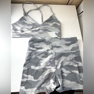 Forever 21 Camo Biker Shorts and Sports Bra Set